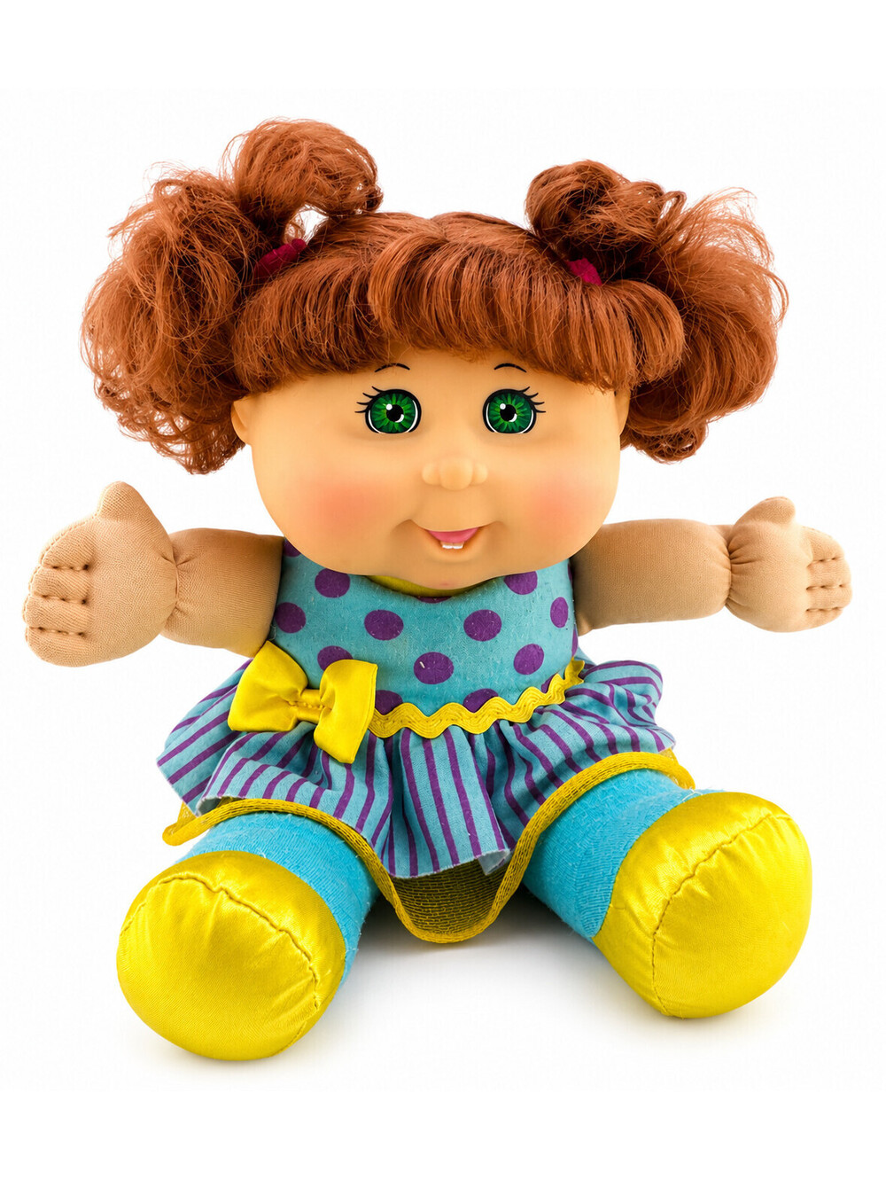 2011 Cabbage Patch Kids 11" Plush Doll Jakks Pacific Green Eyes Red Hair Toy